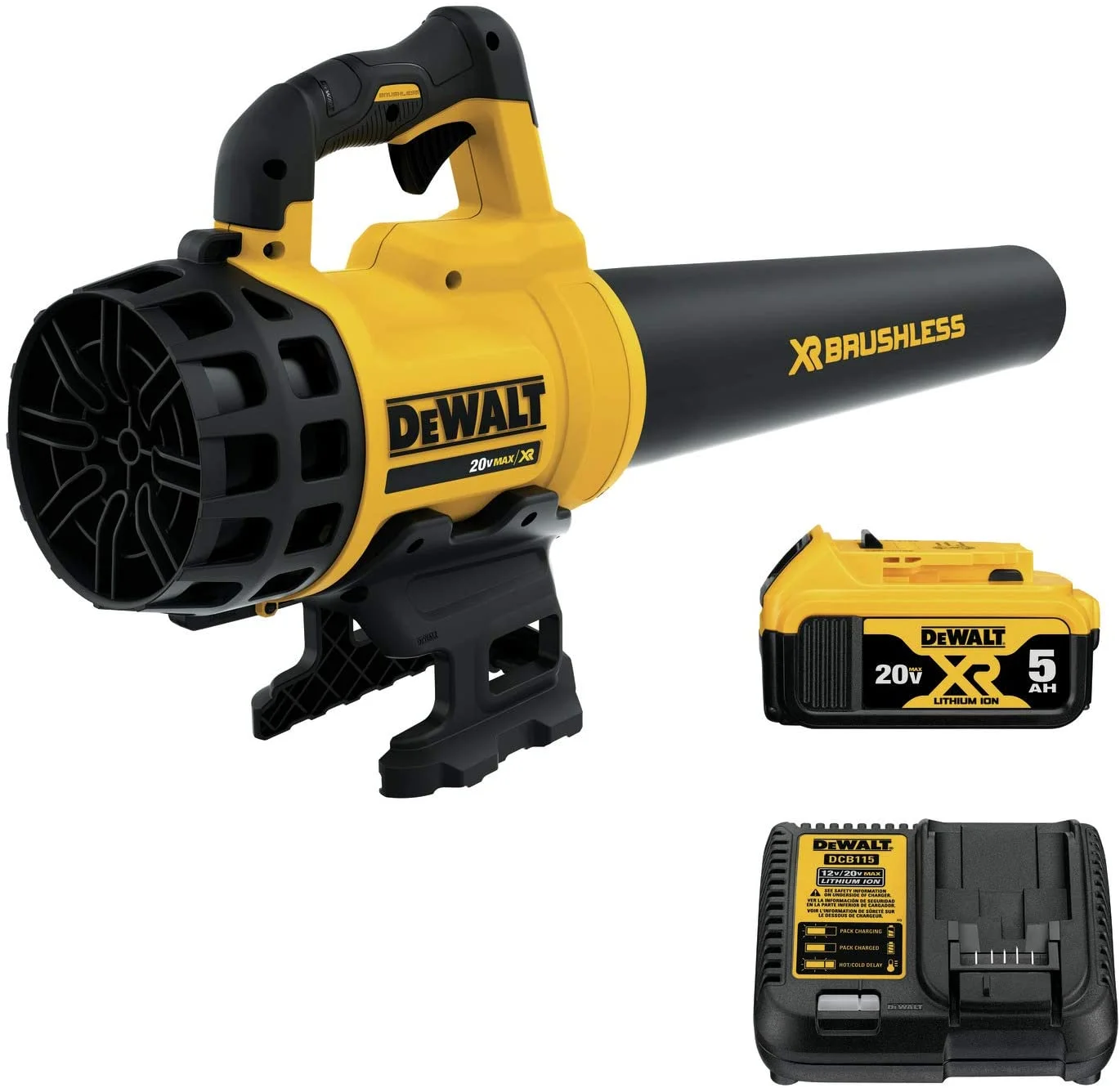 Types of leaf blowers: dewalt 20v max xr blower, brushless, 5-ah battery (dcbl720p1)