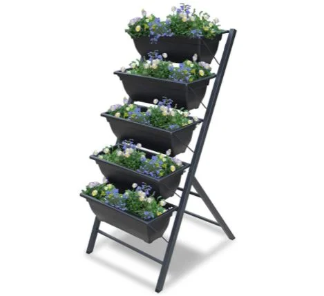 Stackable planters: vertical garden planter - 5 tiered raised garden