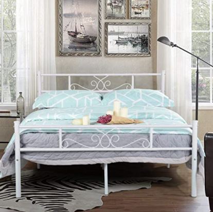 types of bed frames: Metal Bed Frame with Headboard