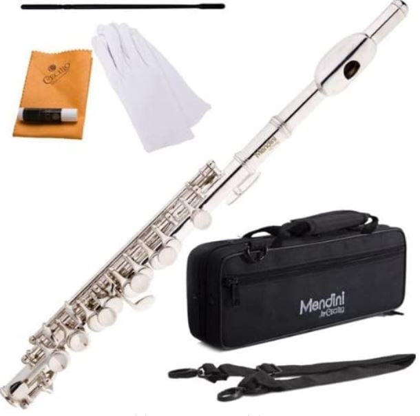 types of flutes: Mendini Silver Plated Key of C Piccolo Flute